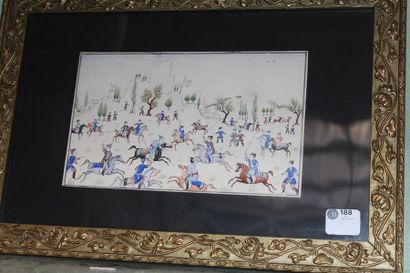null Miniature figurant des joueurs de polo. Proche-Orient. 12 x 20 cm