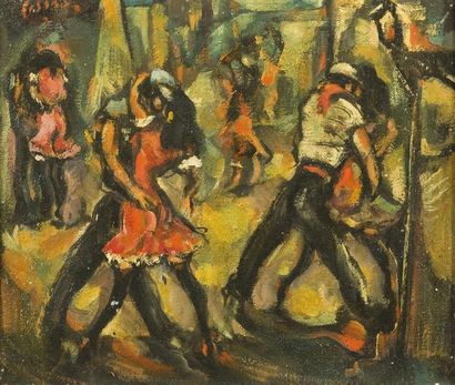 null Eduardo PISANO (1912-1986)
Danse villageoise 
Huile sur toile, signée en haut...