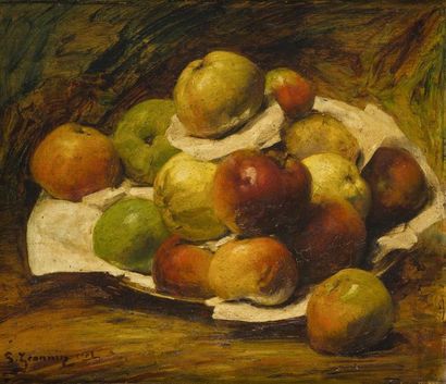 null Georges JEANNIN (1841-1925)
Les pommes
Huile sur panneau, signée en bas à gauche
45...