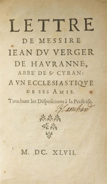 null Du VERGER de HAURANNE (Jean), abbé
Lettre de messire Jean du Verger de Hauranne...