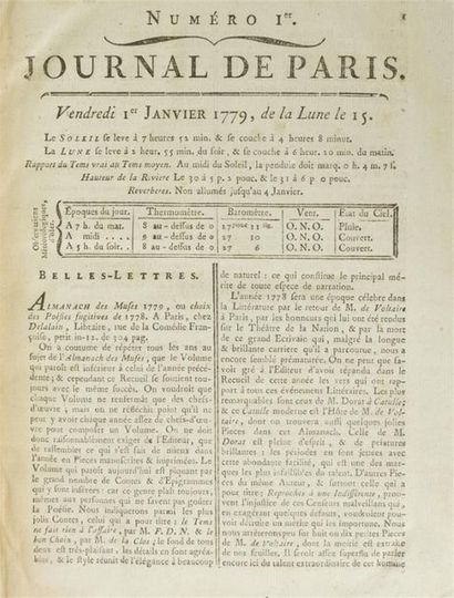 null JOURNAUX et QUOTIDIENS XVIIIe
Réunion de journaux et publications du XVIIIe...