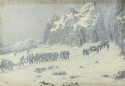 null GUERRE 1914-1918
Ensemble de 24 peintures à l'huile de scènes de combats, signées...