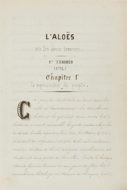null MANUSCRIT : Manuscrit du XIXe siècle contenant un récit titré "L'Aloës ou les...