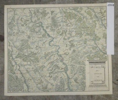 null Cartographie. Carte originale aquarellée : Carte des environs de Verdun. Entièrerment...