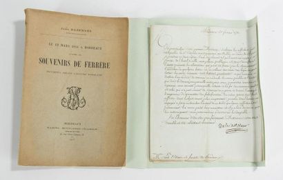 null BORDEAUX : Lettre datée du 21 février 1780 à Bordeaux et signée par Nicolas...