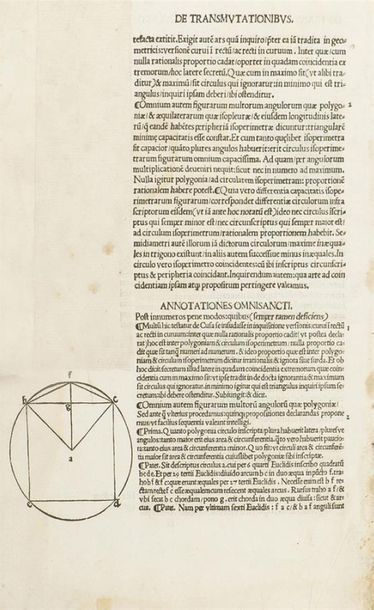null Mathématiques- Géométrie
CUSA (Nicolas, de)
[Nicolai de Cusa opera] : De Transmutationibus...