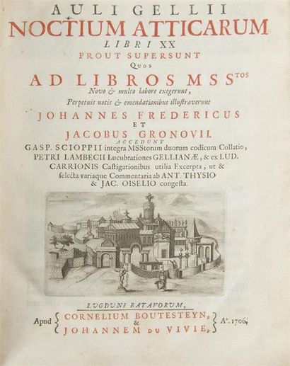 null AULU GELLE
Noctium Atticarum libri XX. Leyde, Boutesteyn, du Vivié, 1706.
In-4...
