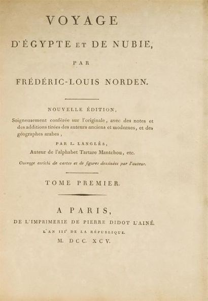 null NORDEN (Frédéric Louis)
Voyage d'Égypte et de Nubie. Tome premier seul. Paris,...