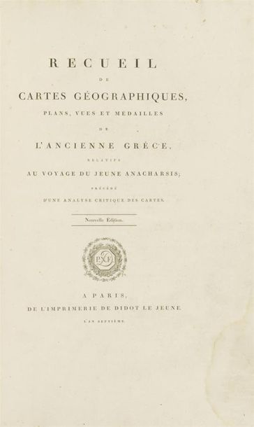 null GRÉCE ANCIENNE
BARTHÉLEMY (Jean-Jacques)
Recueil de cartes géographiques, plans,...