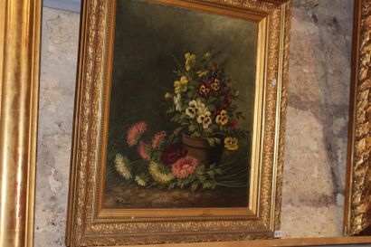 null A. GONDOIS (XIXe/XXe) - "Composition aux fleurs". Huile sur toile signée en...