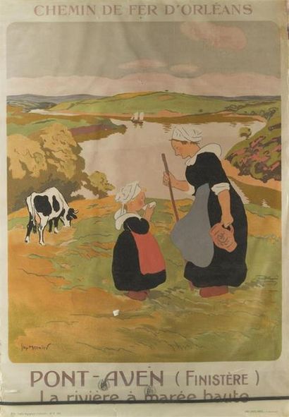 null Georges MEUNIER (1869-1942)
Affiche ancienne "Chemin de fers d'Orléans »
Pont...