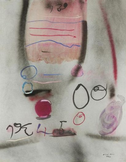 null Egon Karl Nicaulos [Allemand] (1928-1988) "Composition" Acrylique sur toile...
