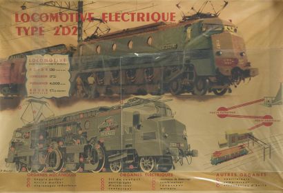 null Ensemble de 3 affiches anciennes « Chemin de fer »
- Albert Brenet « locomotive...