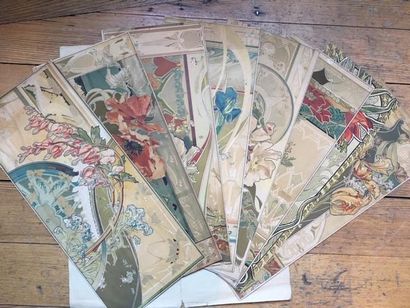 null Mary Golay 
8 planches « Fleurs stylisées ».Circa 1900 
Chromolithographies....
