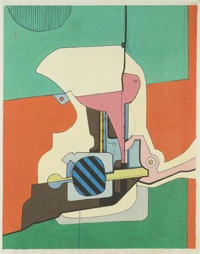 null Poul Skelbye [Danois] (1919-2002) "Projet cinétique" Acrylique sur toile, signée...