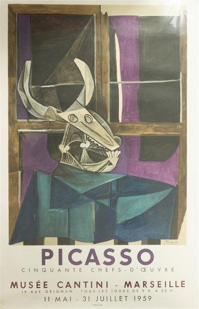 null Pablo Picasso ((D'après)
Affiche d'exposition « Musée Cantini » 1959. Imp Mourlot...