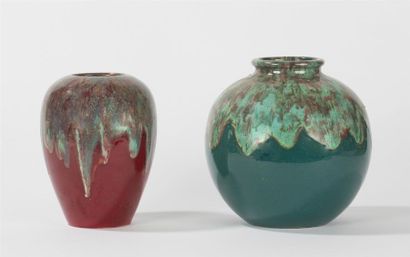 null C.A.B ( Félix Gète)
Vase ovoïde en terre cuite vernissée à décor de coulures...