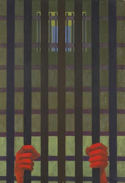 null Gontran Guanaes Netto [Brésilien] (1933-2017) "Prison" Acrylique sur toile,...