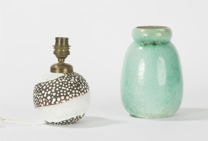 null CAB (Felix Getes) vase en terre cuite vernissée verte craquelée. Made in France...