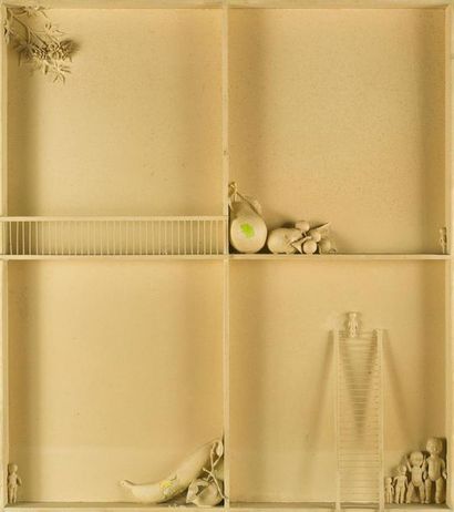 null Antonio Fomez [Italien] (1937) "Montage en bois" Prov.: Galerie Zunini 1967....