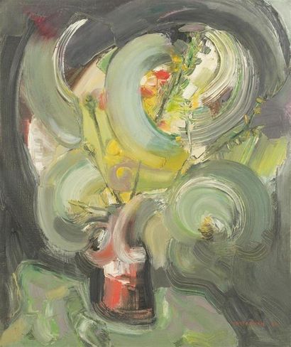 null Tatossian "Bouquet" Huile sur toile, SBD 1966 55 x 46 cm