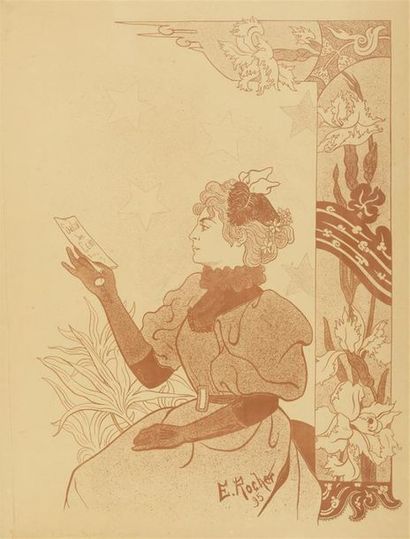 null Edmond André ROCHER 
Affiche du « Salon des cent » 1895
Lithographie en couleurs
Rare...