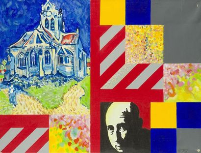 null José Goemaere (1939-1992) "Hommage à Van Gogh" Acrylique sur toile, SBD 1967...