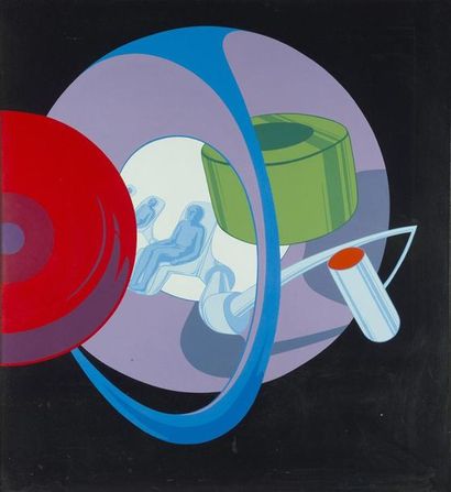 null J.C Schweizer (1943) "Composition" Acrylique sur toile, SBD1969
