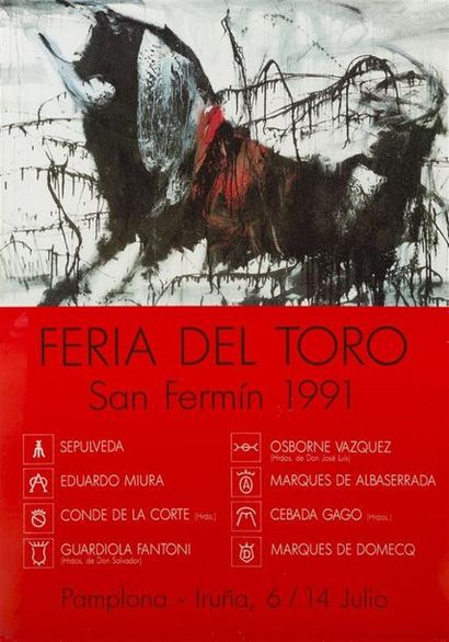 null AFFICHE PAMPLONA IRUÑA
Feria del Toro San Fermin 1991
97 x 68 cm
Dans un cadre...