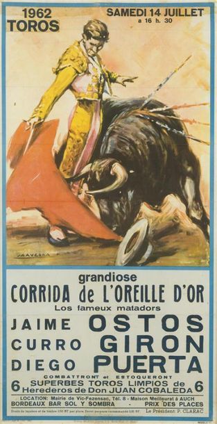 null AFFICHE BORDEAUX
Grandiose corrida de l'Oreille d'or
Samedi 14 juillet 1962
Ill....