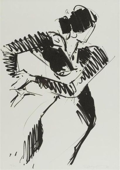 null Jean-Claude DAUGUET (1939-2002)
"Danseuse flamenco"
Lithographie en noir, contresignée
au...