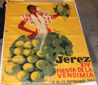 null AFFICHE JEREZ 
"XIV Fiesta de la Vendimia", septembre 1961
Dim. : 100 x 69 ...