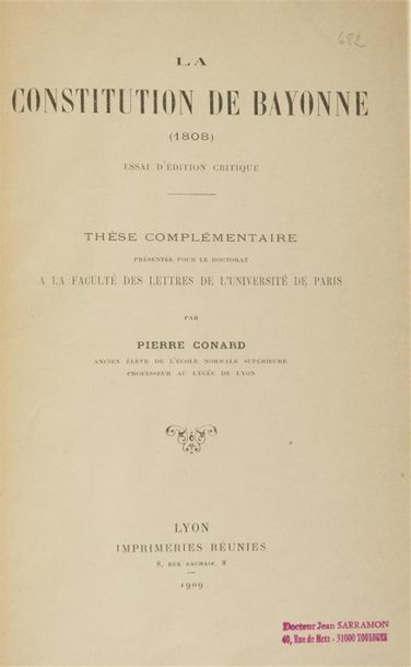 null CONARD (Pierre)
La Constitution de Bayonne (1808). Essai d'édition critique....