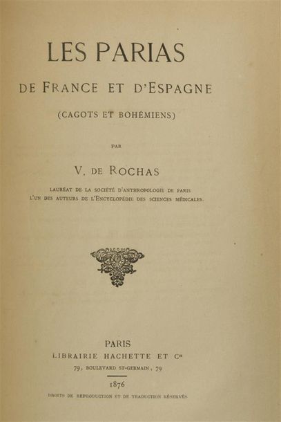 null ROCHAS (Victor de)
Les Parias de France et d'Espagne (Cagots et Bohémiens)....