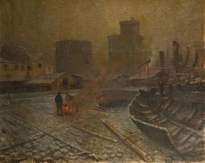 null Ernest Jean CHEVALIER (1862-1917) 
« Le Port de La Rochelle »
Huile sur toile,...
