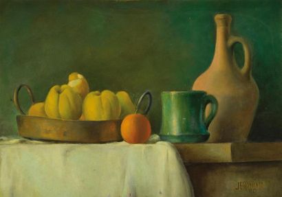 null Jéronimo MUÑIZ (né en 1938)
« Composition aux coings et cruche »
Huile sur toile,...