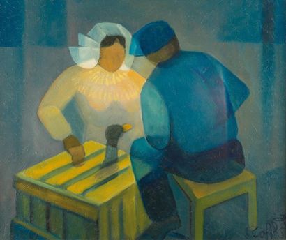 null Louis TOFFOLI (1907-1999)
« Couple de paysans »
Huile sur toile, signée en bas
...