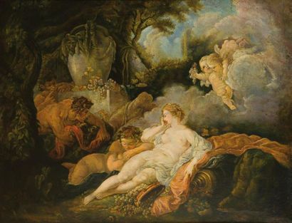 null D'APRES François BOUCHER
« Vénus et Adonis »
Huile sur toile, 
dans un cadre...