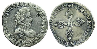 null HENRI IV.
1589-1610. Demi Franc 1er type. 1590 K. Bordeaux. 7 grs. Dy.1212a....