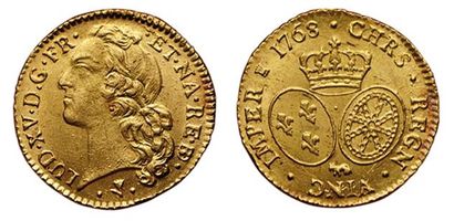 null LOUIS XV.
Louis d'or de Béarn au bandeau. 1768. Pau. Gad.341a ( R). (Coll. JMA)....