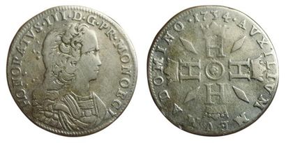 null MONACO.
Honoré III (1733-1795). Pezzetta ou 3 sols. 1734. Gad. MC100. Rare....