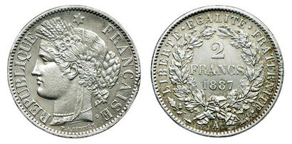 null IIIème REPUBLIQUE.
2 Francs Cérès. 1887 A. Paris. F.265/13. SUP