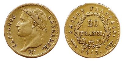 null 1er EMPIRE.
20 Francs 1813. Utrecht. F.516/37. (Coll. JMA). TTB