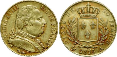 null LOUIS XVIII. 
20 Francs 1815 A. Paris. F.517/10. (Coll. JMA). TTB