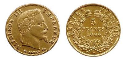 null NAPOLEON III.
5 Francs 1864 A. Paris. F.502/5. qSUP