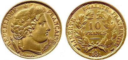 null IIeme REPUBLIQUE.
10 Francs Cérès 1851 A. F.504/3. TTB