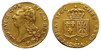 null LOUIS XVI.
Double Louis d'or à la tête nue. 1786 I. Limoges. Gad.363. (Coll....
