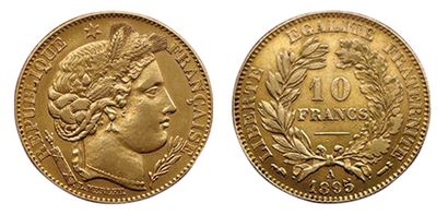 null IIIème REPUBLIQUE.
10 Francs Cérès 1895 A. Paris. F.508/3. (Coll. JMA). SUP