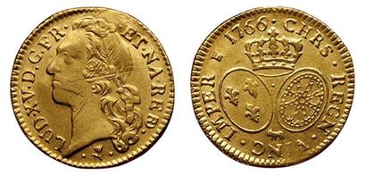 null LOUIS XV.
Louis d'or de Béarn au bandeau. 1766. Pau. Gad.341a ( R). Stries d'ajustage...