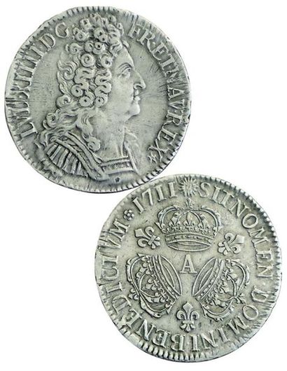 null LOUIS XIV.
Ecu aux 3 couronnes. 1711 A. Paris. 30,46 grs. Gad.229. TTB